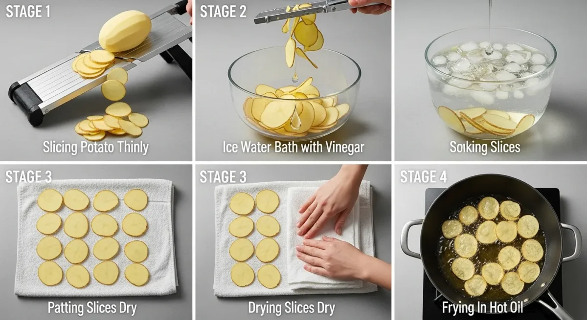 مراحل گام به گام طرز تهیه چیپس سیب زمینی خانگی