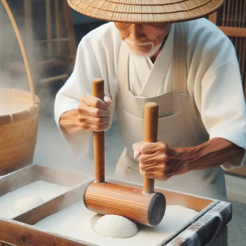 آماده سازی موچی توسط پیرمرد سینه سوخته ژاپنی